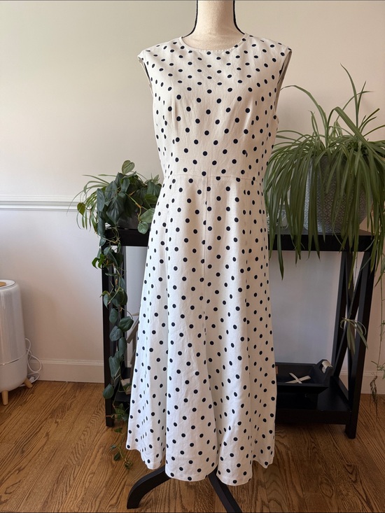 Eliza J Dresses & Skirts - Eliza J White Maxi Dress with Navy Polka Dots